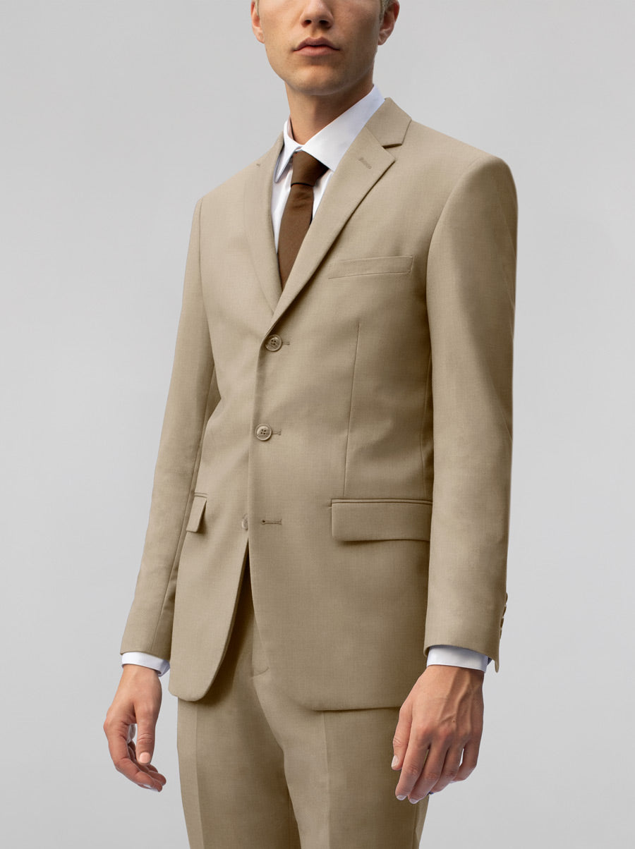 Beige Three Button Suit