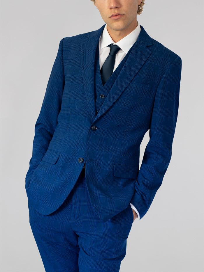 Blue Glen Plaid Three Piece Suit