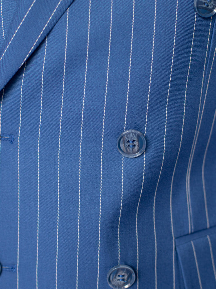 Medium Blue Pinstripe Double Breasted Suit